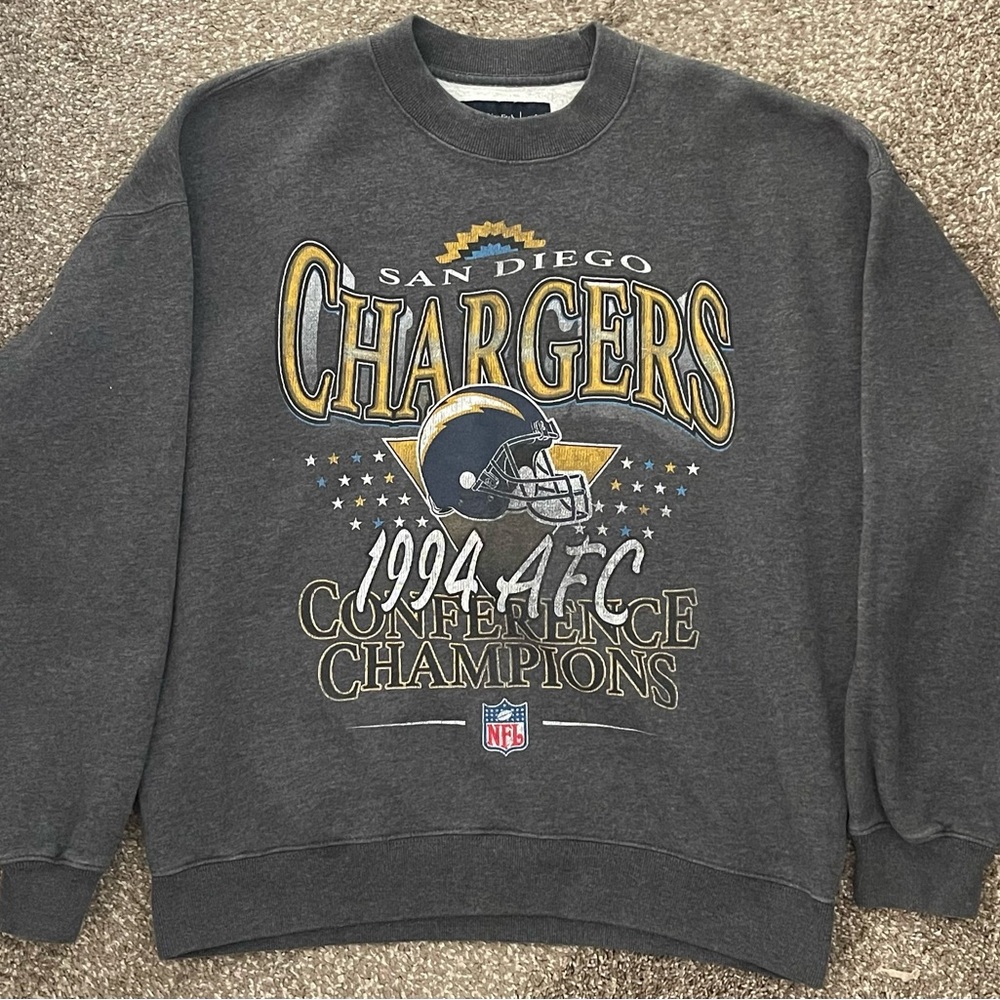 Diego Chargers Gray Sweater 1994 AFC conference Champions Retro